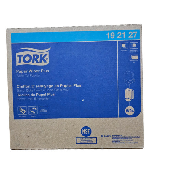 TORK White Paper Wipers Plus 100 Count Pop Up Box Multipurpose Use 9" X 16" Shop - Picture 4 of 4
